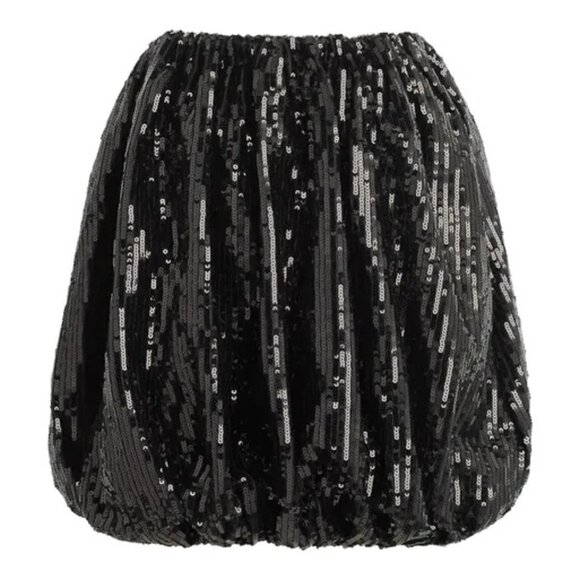 NWT! NICHOLE LYNEL THE LABEL Black Sequin Party Glam Puff Bubble Mini Skirt - Picture 6 of 10